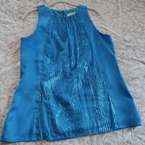 Bright silky blue Calvin Klein blouse!